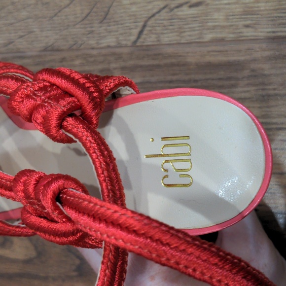Cabi Women's Red Rope Block Heels US 7 Ankle Strap Nautical EUC - LIKE NEW! - Picture 7 of 8
